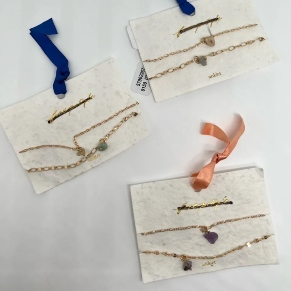 2 Free people ankle bracelet 14k Gold Plated Anklet Set - Picture 2 of 4